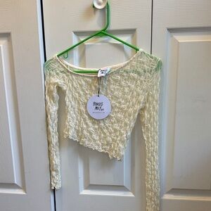 Princess Polly Textured Cream Crop Top